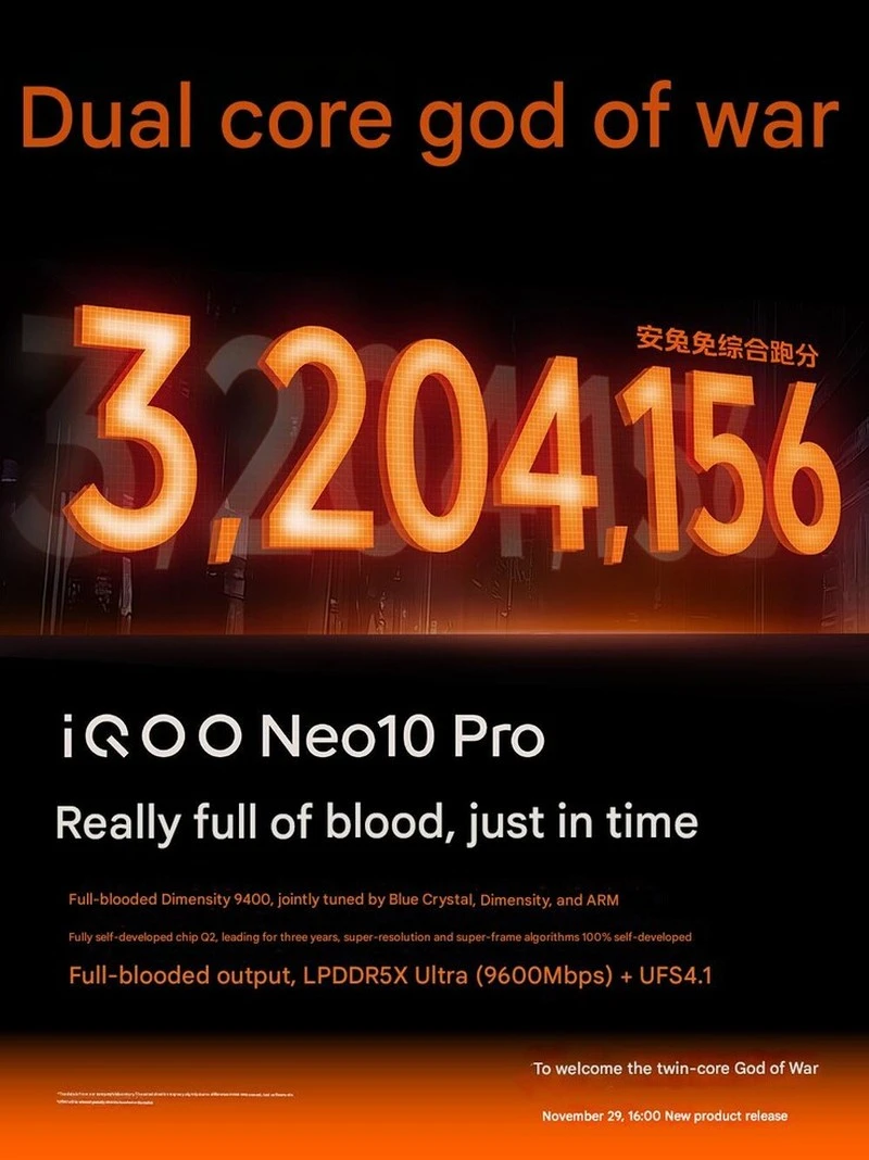iQoo Neo 10 Pro antutu najwydajniejszy smartfon 2024