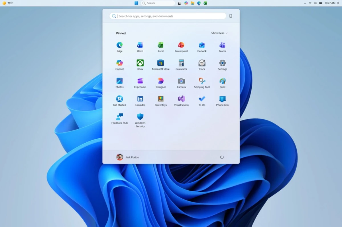 nowe menu start w windows 11