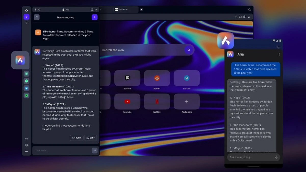 Przeglądarka Opera od teraz z Aria AI. To ChatGPT za darmo