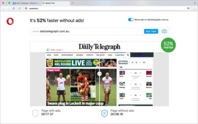 Opera chwali się skutecznością modułu do blokowania reklam