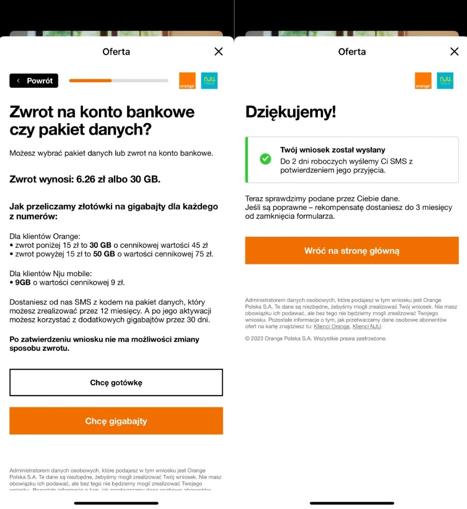 orange zwróci pieniądze
