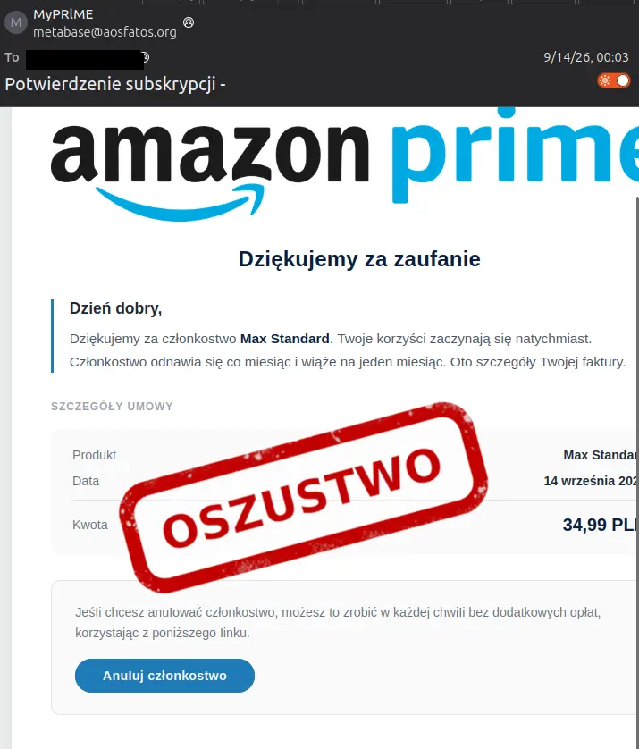 Uwaga na maile z Amazona. CERT Polska wydał pilny komunikat