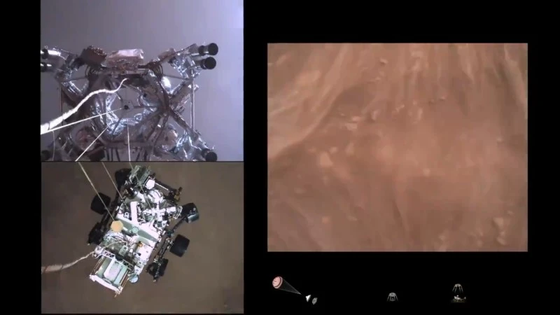 Wideo z lądowania łazika Perseverance na Marsie opublikowane przez NASA