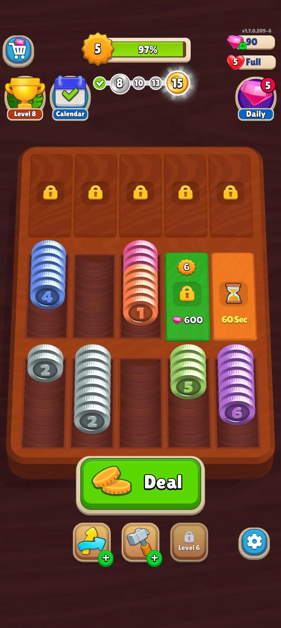 Pocket Sort: Łączenie monet