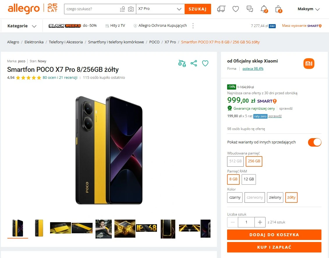 POCO X7 Pro za 999 zł w oficjalnym sklepie Xiaomi. Znikają błyskawicznie
