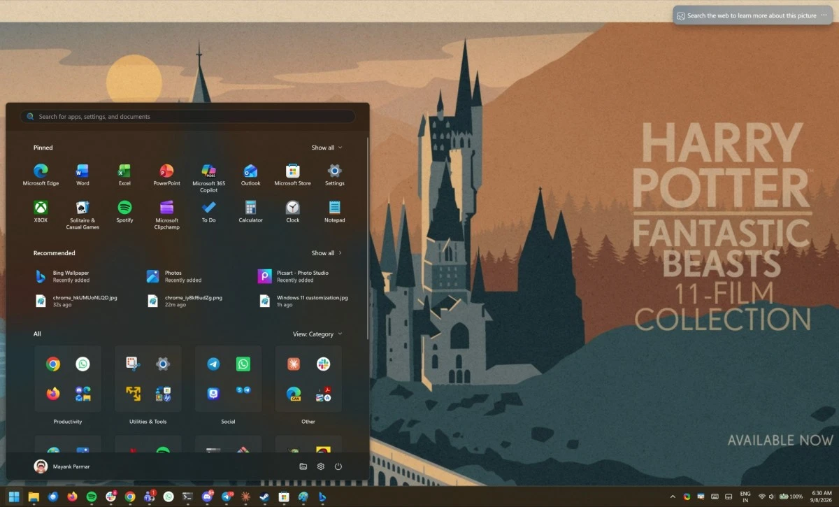 reklamy Windows 11 tapeta harry potter