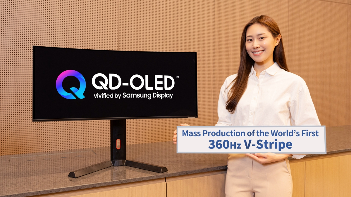 Samsung uruchamia masową produkcję paneli QD-OLED 360 Hz w technologii V-Stripe