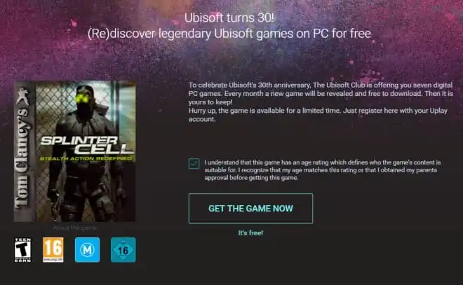 Tom Clancy’s Splinter Cell kolejną darmową grą od Ubisoftu