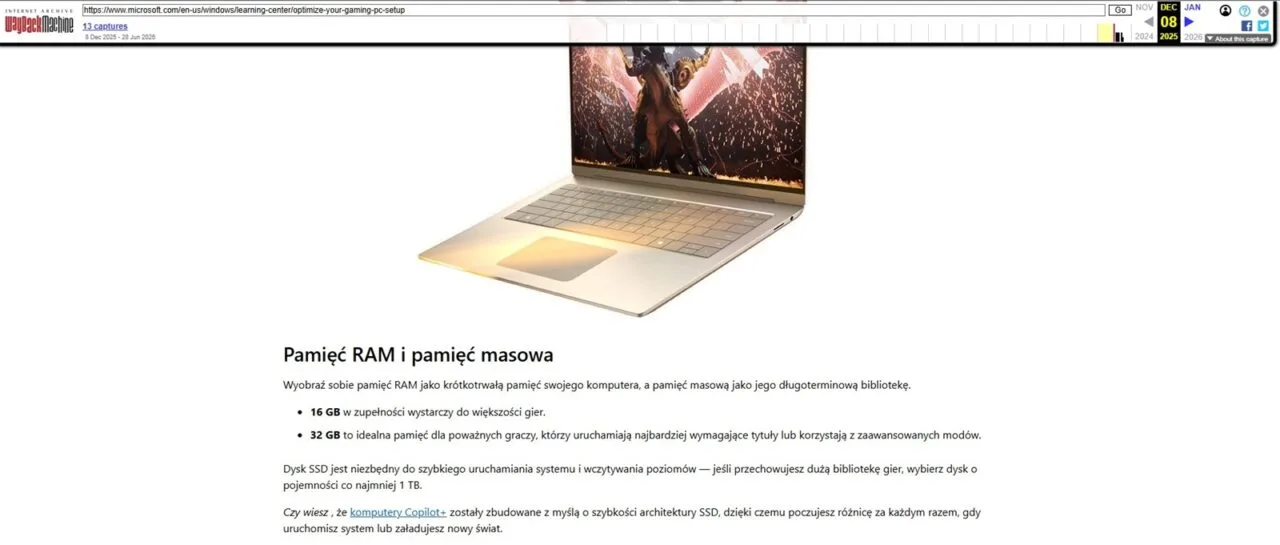 Stara wersja zaleceń Microsoft.