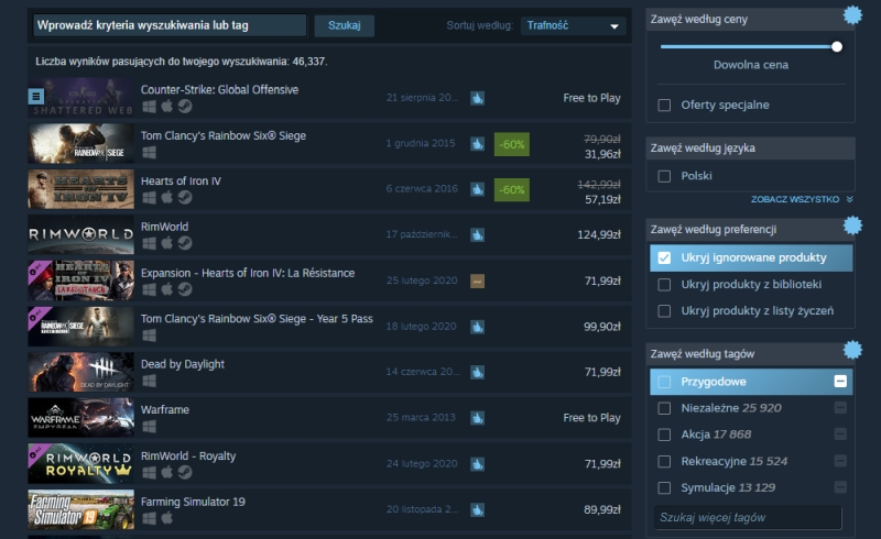 Wyszukiwanie gier na Steamie właśnie stało się przyjemniejsze