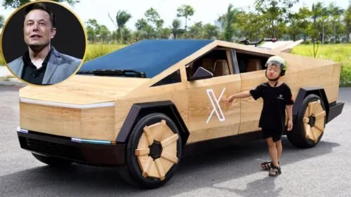 Tesla Cybertruck z drewna jeździ jak oryginał. Budowano ją 100 dni