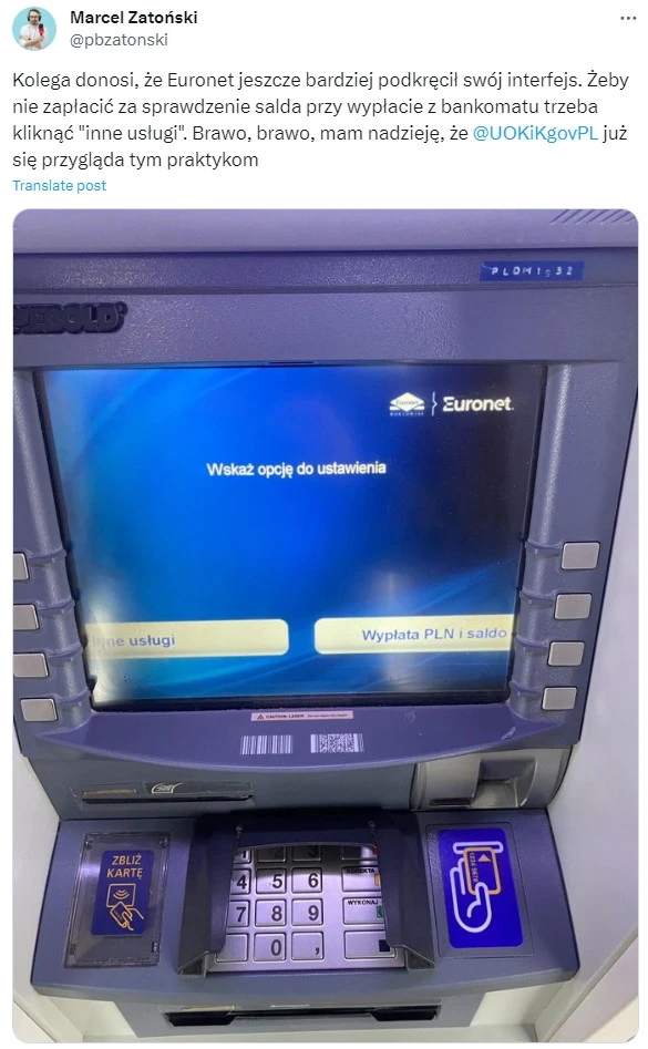wypłata PLN i saldo Euronet UOKiK