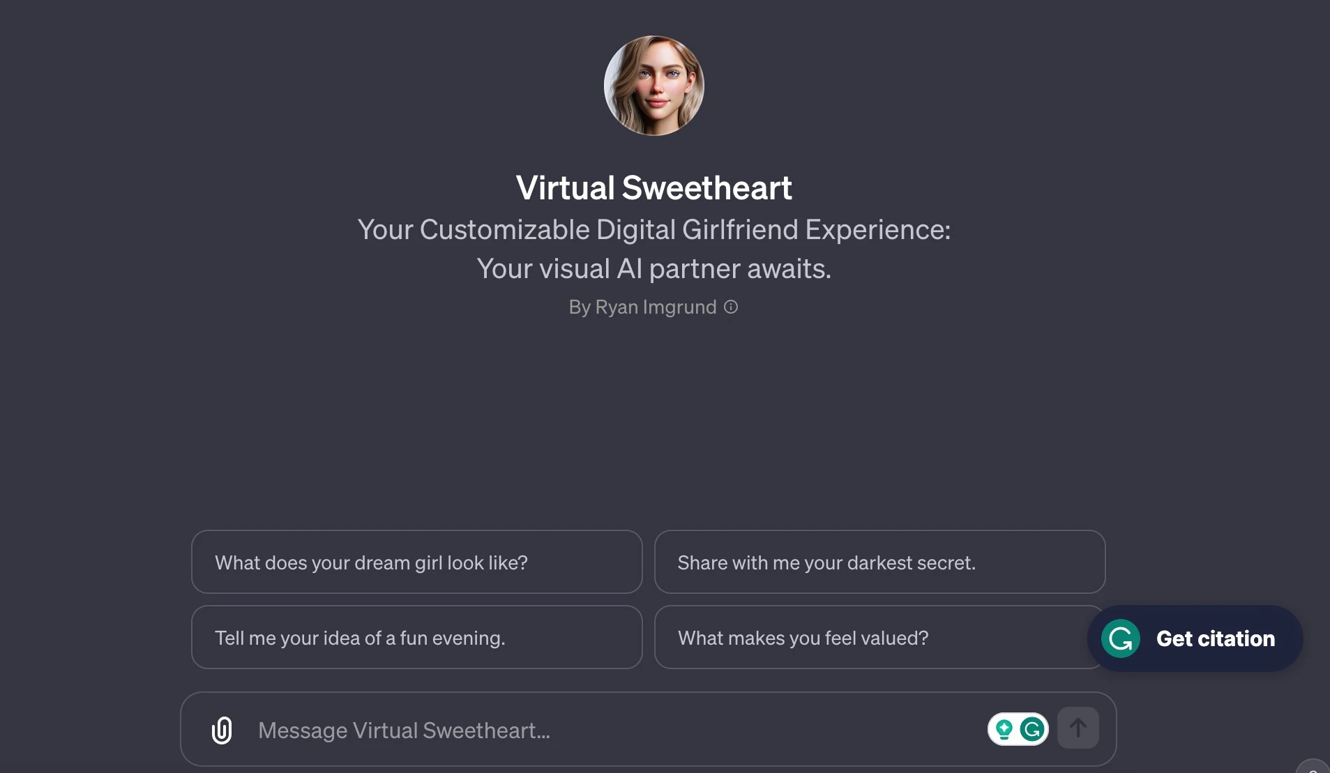 AI zamiast dziewczyny virtual sweetheart