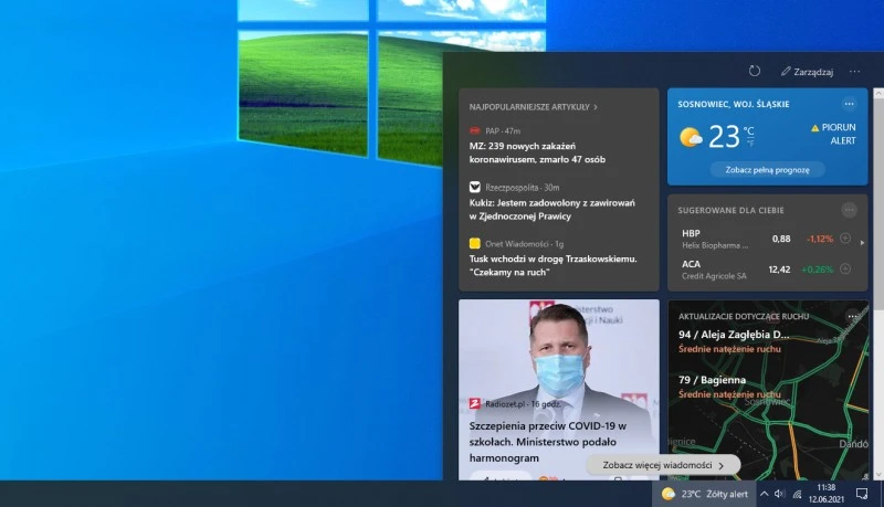 Windows 10: jak wyłączyć pogodę na pasku zadań?