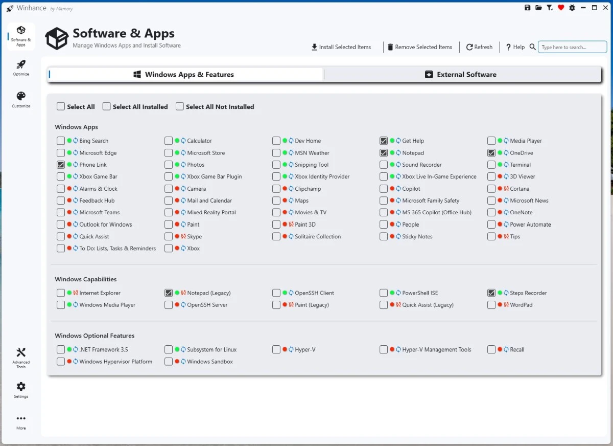 winhance narzędzie do usuwania śmieci z Windows 11