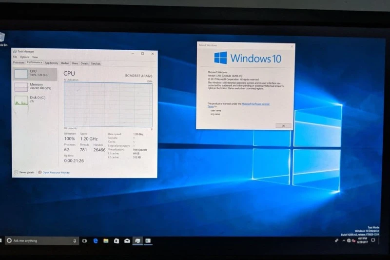 Windows 10 ARM uruchomiony na Raspberry Pi 4