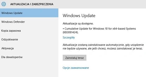 Microsoft wydaje pierwszą aktualizację dla Windows 10
