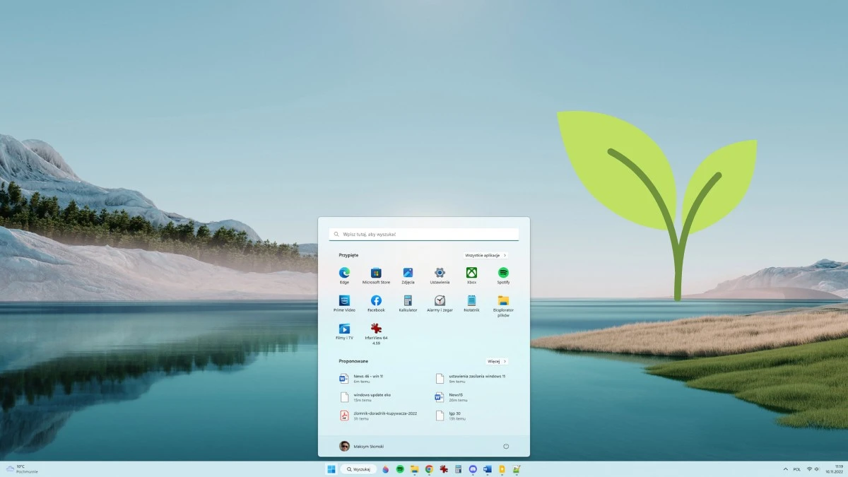 Windows 11 jest teraz ekologiczny. W trakcie aktualizacji zmniejsza emisję dwutlenku węgla