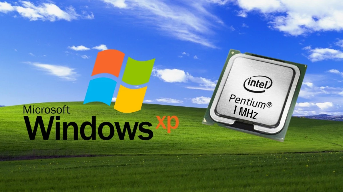 Windows XP uruchomiony na komputerze z procesorem 1 MHz
