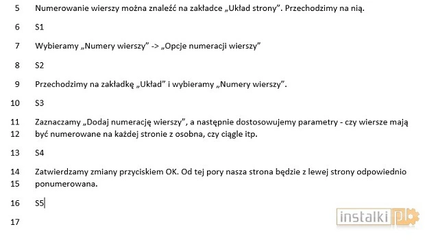word numerowanie 5