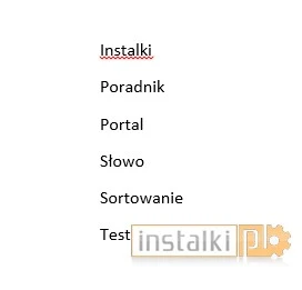 word sortowanie 3