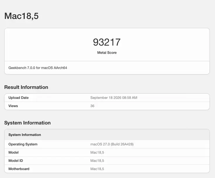 wydajność Apple M6 Geekbench